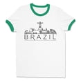 thumbnail image 1 of Skyline Brazil Ringer Tee Shirt Unisex 2X-Large White/Kelly Green, 1 of 5