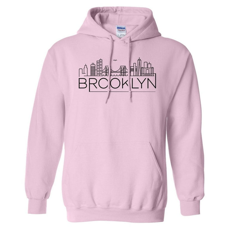 Skyline Brooklyn New York Hoodie Sweatshirt Unisex 5X Large Pink