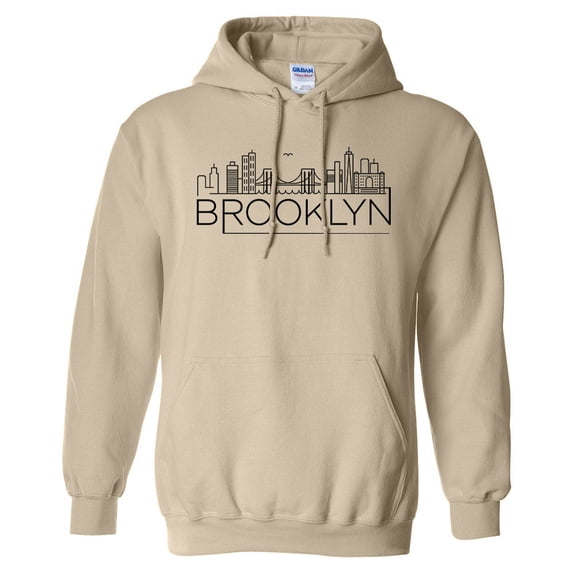 Skyline Brooklyn New York Hoodie Sweatshirt Unisex Large Sand
