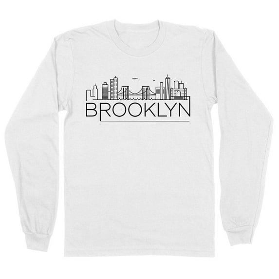 Skyline Brooklyn New York Long Sleeve Shirt Unisex Small White
