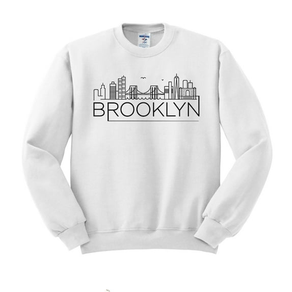 Skyline Brooklyn New York Sweatshirt Unisex 2X-Large White