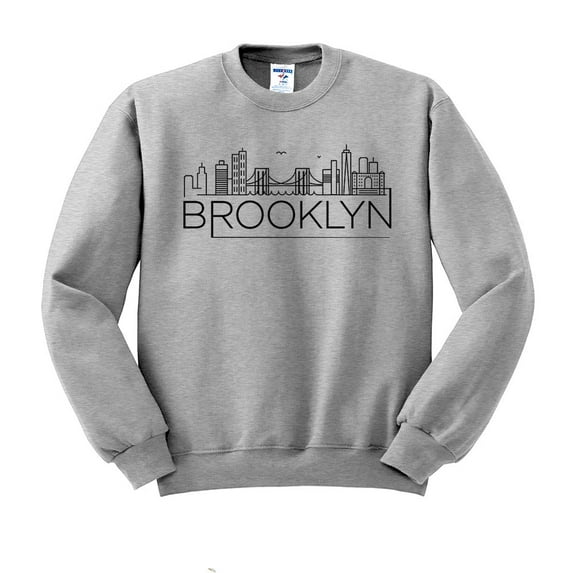 Skyline Brooklyn New York Sweatshirt Unisex Medium Grey