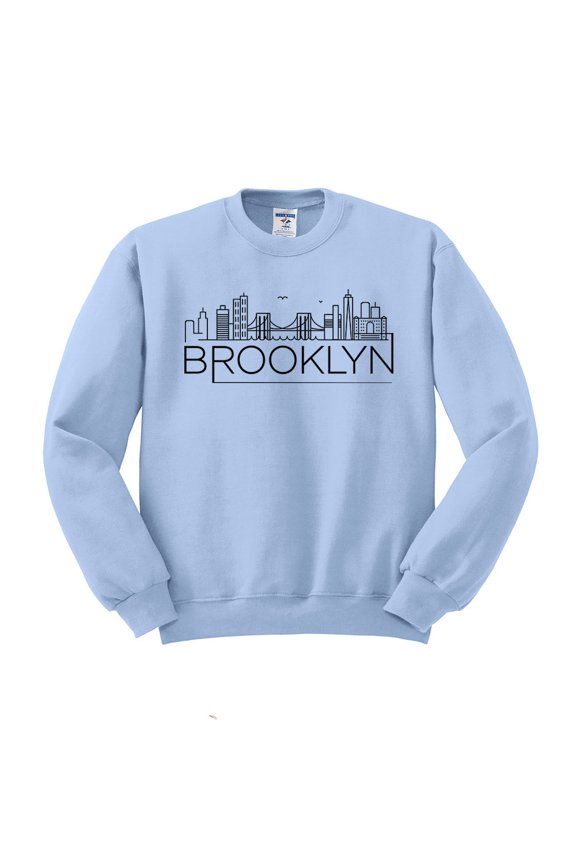 Skyline Brooklyn New York Sweatshirt Unisex Small Light Blue