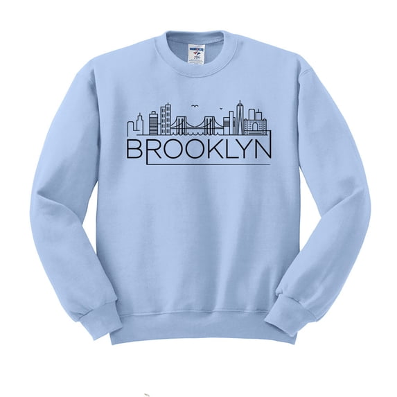 Skyline Brooklyn New York Sweatshirt Unisex X-Large Light Blue