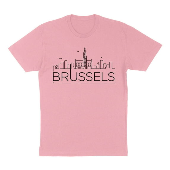 Skyline Brussels Belgium Shirt Unisex Large Pink