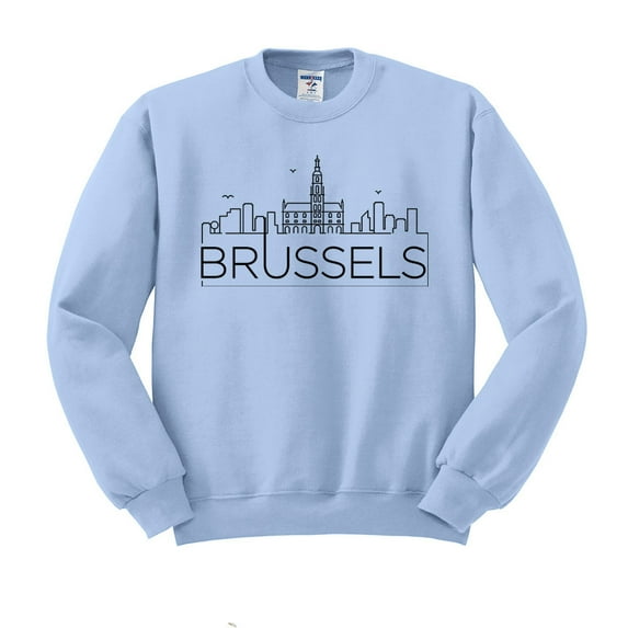 Skyline Brussels Belgium Sweatshirt Unisex 3X-Large Light Blue