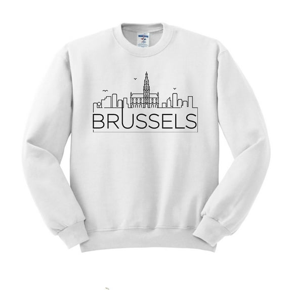 Skyline Brussels Belgium Sweatshirt Unisex Large White