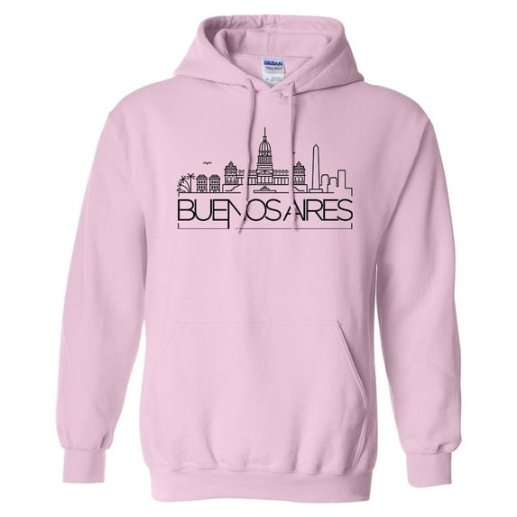 Skyline Buenos Aires Argentina Hoodie Sweatshirt Unisex Large Pink