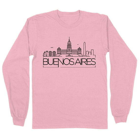 Skyline Buenos Aires Argentina Long Sleeve Shirt Unisex Medium Pink