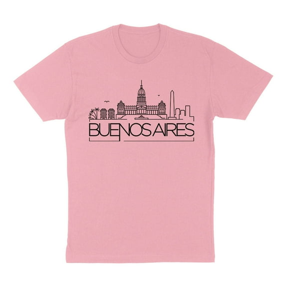 Skyline Buenos Aires Argentina Shirt Unisex Large Pink