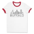 thumbnail image 1 of Skyline Buffalo New York Ringer Tee Shirt Unisex Medium White/Red, 1 of 5