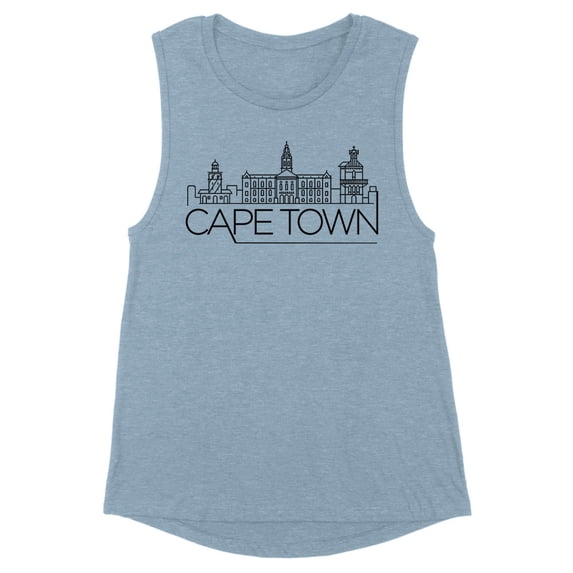 Skyline Cape Town South Africa Women's Muscle Tank Large Stonewash Denim