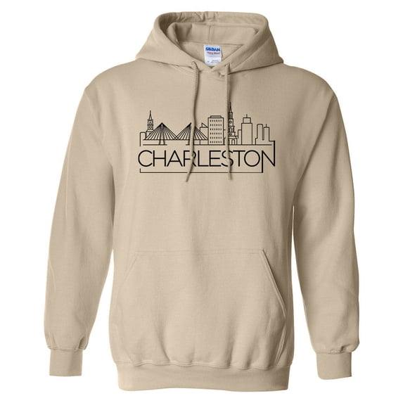 Skyline Charleston South Carolina Hoodie Sweatshirt Unisex X-Large Sand