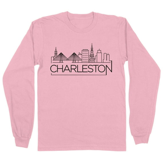 Skyline Charleston South Carolina Long Sleeve Shirt Unisex 4X-Large Pink