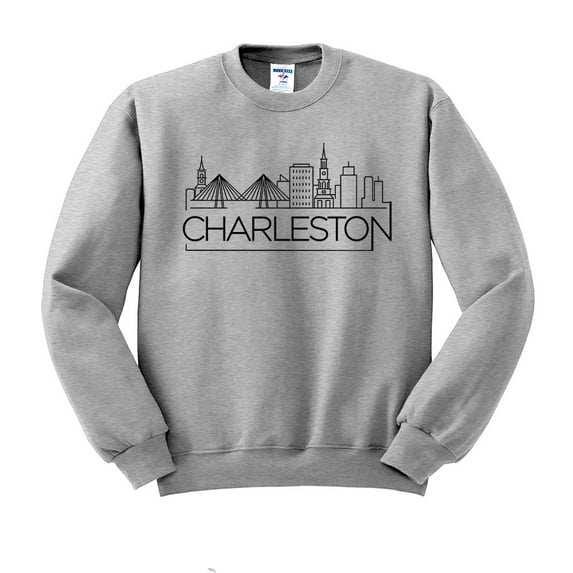 Skyline Charleston South Carolina Sweatshirt Unisex Large Grey