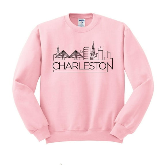 Skyline Charleston South Carolina Sweatshirt Unisex Large Pink