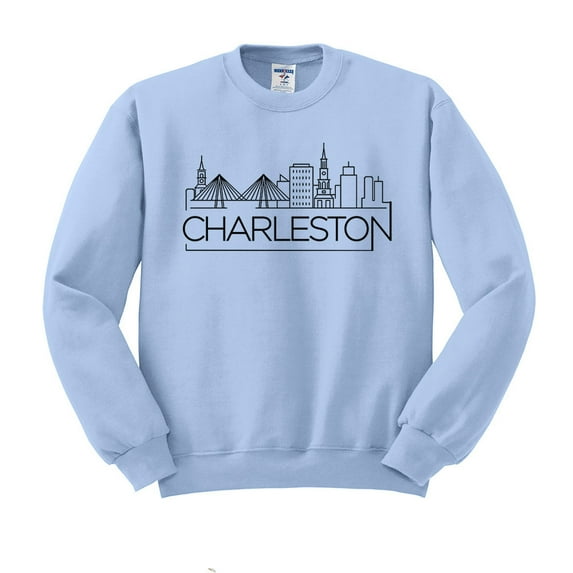 Skyline Charleston South Carolina Sweatshirt Unisex X-Large Light Blue