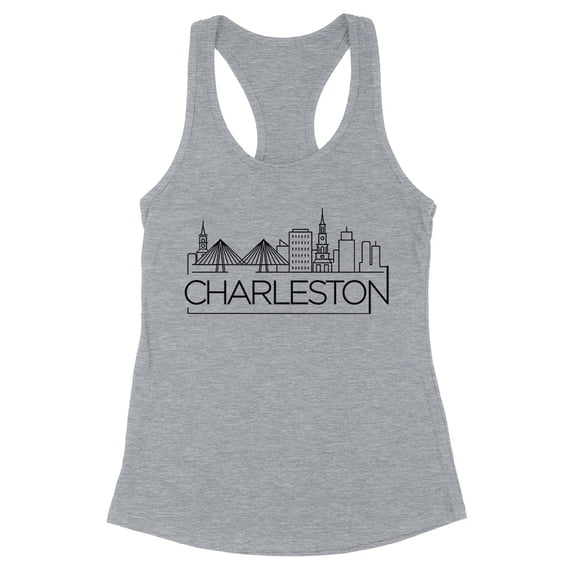 Skyline Charleston South Carolina Tank Top Fitted Racerback Women's Small Heather Grey
