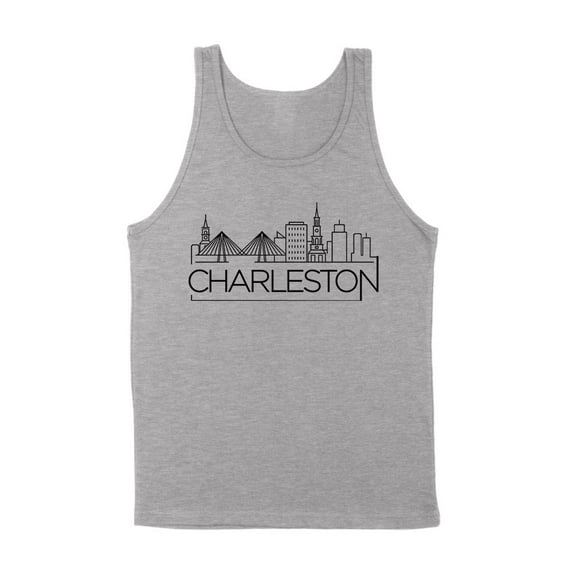 Skyline Charleston South Carolina Tank Top Unisex Small Grey