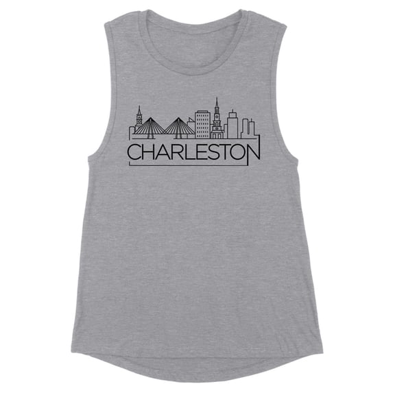 Skyline Charleston South Carolina Women's Muscle Tank Small Heather Grey