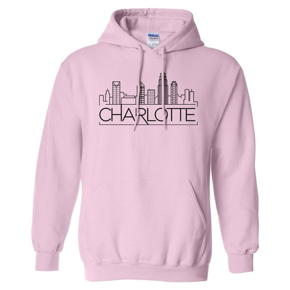 Skyline Charlotte North Carolina Hoodie Sweatshirt Unisex 4X-Large Pink