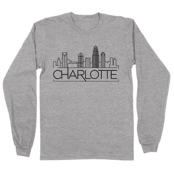 Skyline Charlotte North Carolina Long Sleeve Shirt Unisex Large Grey