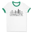 thumbnail image 1 of Skyline Charlotte North Carolina Ringer Tee Shirt Unisex Medium White/Kelly Green, 1 of 5