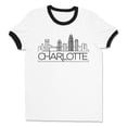 thumbnail image 1 of Skyline Charlotte North Carolina Ringer Tee Shirt Unisex X-Large White/Black, 1 of 5