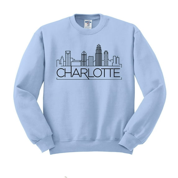Skyline Charlotte North Carolina Sweatshirt Unisex X-Large Light Blue