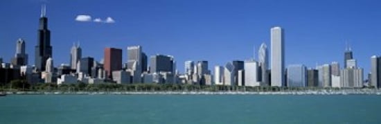 Skyline Chicago IL USA Canvas Art - Panoramic Images (36 x 12)