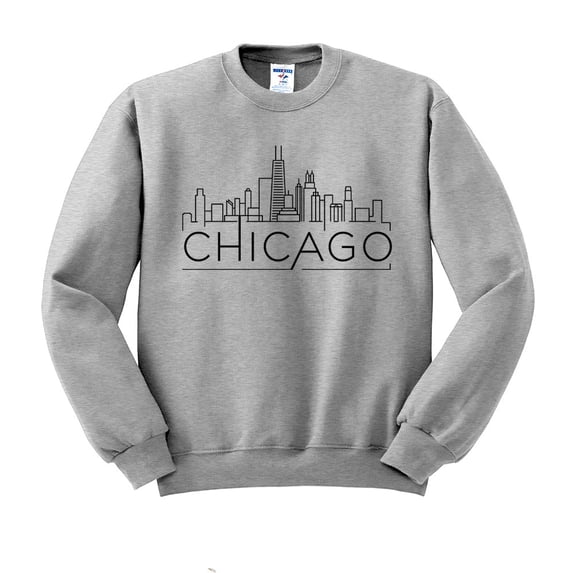 Skyline Chicago Illinois Sweatshirt Unisex 2X-Large Grey