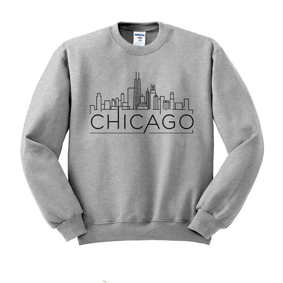 Skyline Chicago Illinois Sweatshirt Unisex X-Large Grey