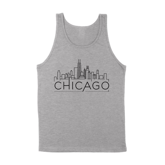 Skyline Chicago Illinois Tank Top Unisex 2X-Large Grey