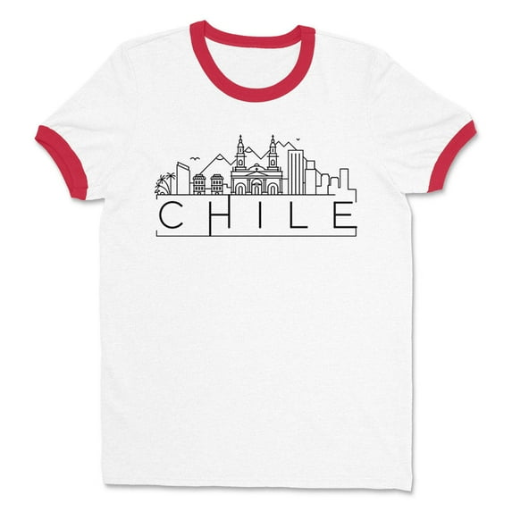 Skyline Chile Ringer Tee Shirt Unisex 2X-Large White/Red