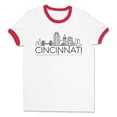 thumbnail image 1 of Skyline Cincinnati Ohio Ringer Tee Shirt Unisex X-Large White/Red, 1 of 5