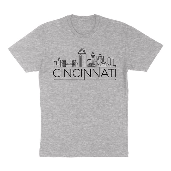 Skyline Cincinnati Ohio Shirt Unisex Medium Grey