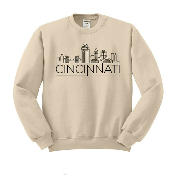 Skyline Cincinnati Ohio Sweatshirt Unisex Medium Sand