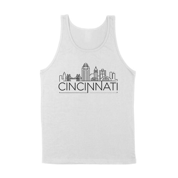 Skyline Cincinnati Ohio Tank Top Unisex Large White