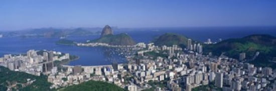 Skyline Cityscape Coastal City Rio De Janeiro Brazil Canvas Art - Panoramic Images (36 x 12)
