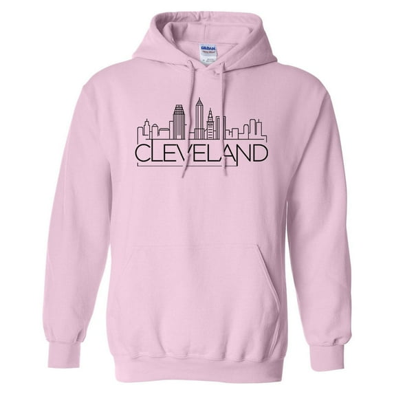 Skyline Cleveland Ohio Hoodie Sweatshirt Unisex X-Large Pink