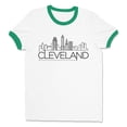 thumbnail image 1 of Skyline Cleveland Ohio Ringer Tee Shirt Unisex Small White/Kelly Green, 1 of 5