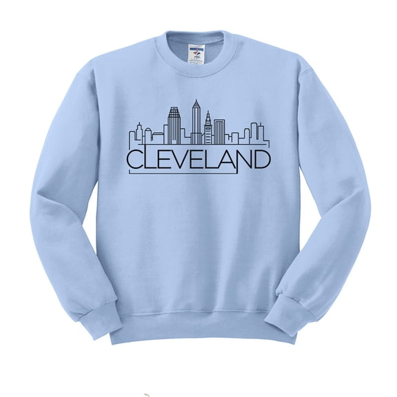 Skyline Cleveland Ohio Sweatshirt Unisex Medium Light Blue