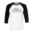 thumbnail image 1 of Skyline Cleveland Ohio Three-Quarter Raglan Sleeve Baseball Shirt Unisex Large White/Black, 1 of 5