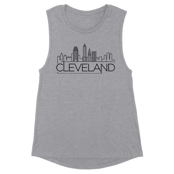 Skyline Cleveland Ohio Women's Muscle Tank Large Heather Grey