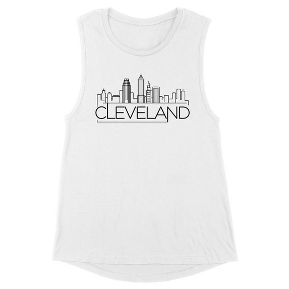Skyline Cleveland Ohio Women's Muscle Tank Large White