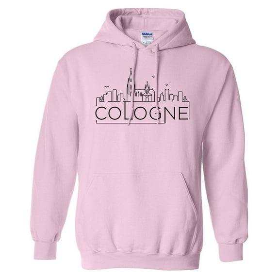 Skyline Cologne German Hoodie Sweatshirt Unisex Small Pink