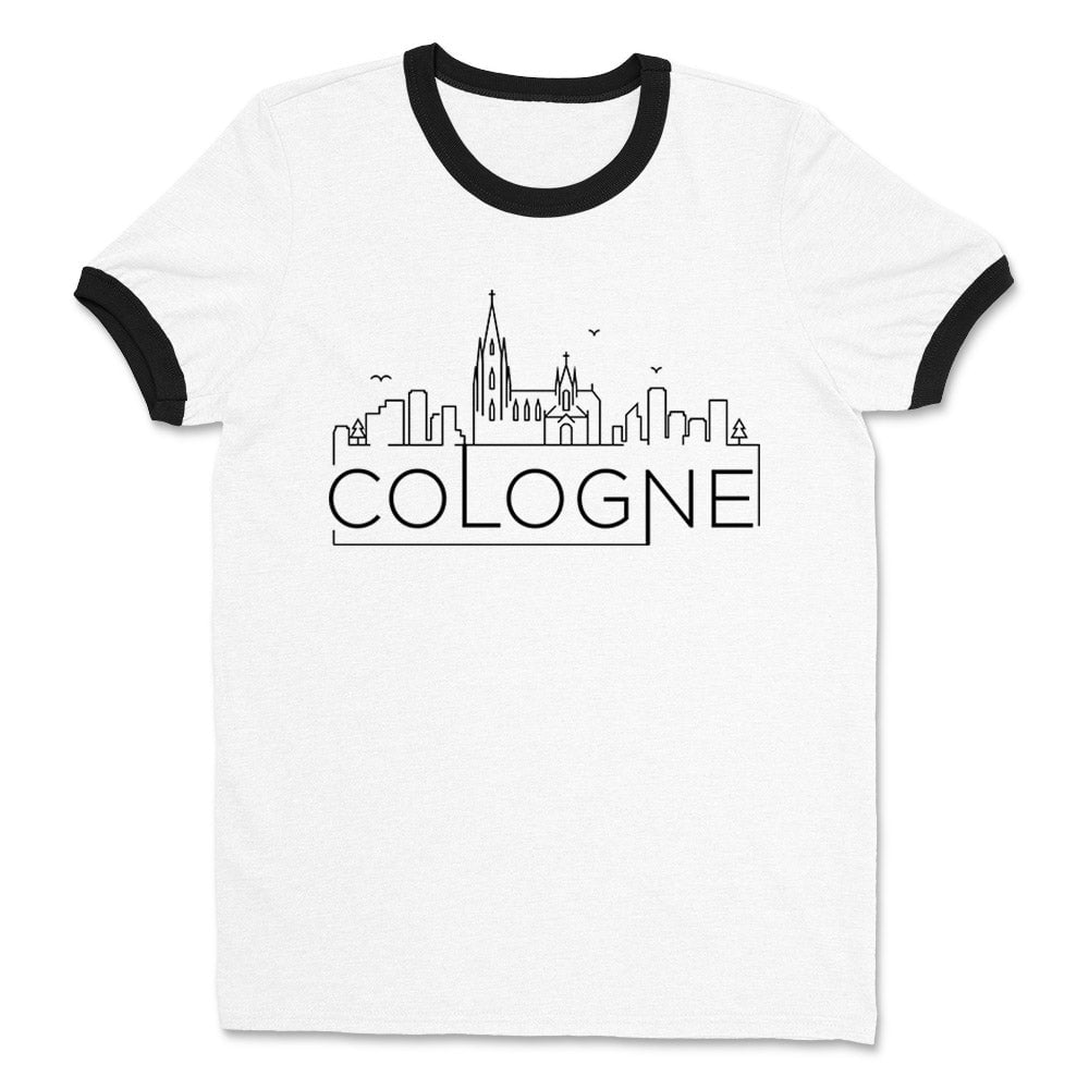 Skyline Cologne German Ringer Tee Shirt Unisex Large White/Black ...