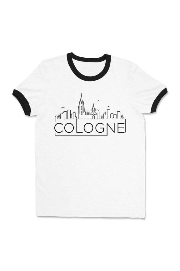Skyline Cologne German Ringer Tee Shirt Unisex Medium White/Black