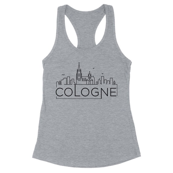 Skyline Cologne German Tank Top Fitted Racerback Women's 2X-Large Heather Grey