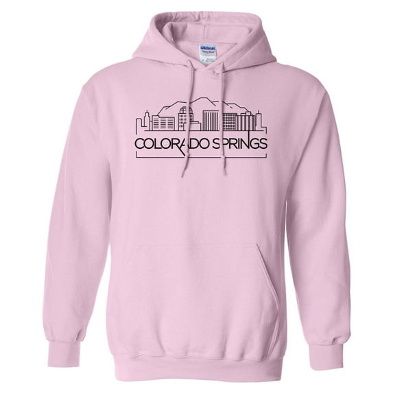 Skyline Colorado Springs Hoodie Sweatshirt Unisex Small Pink